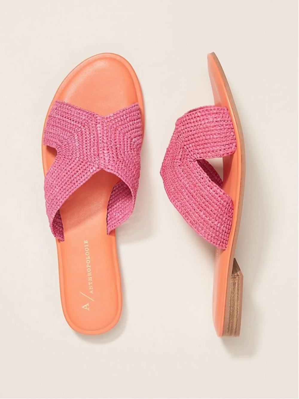 Anthropologie Colorblocked Raffia Sandals Size 40